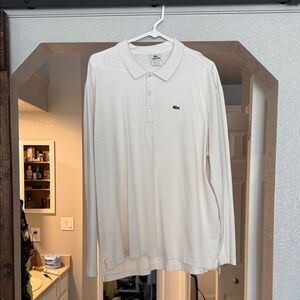 Lacoste Men's Cream Long Sleeve Polo Shirt